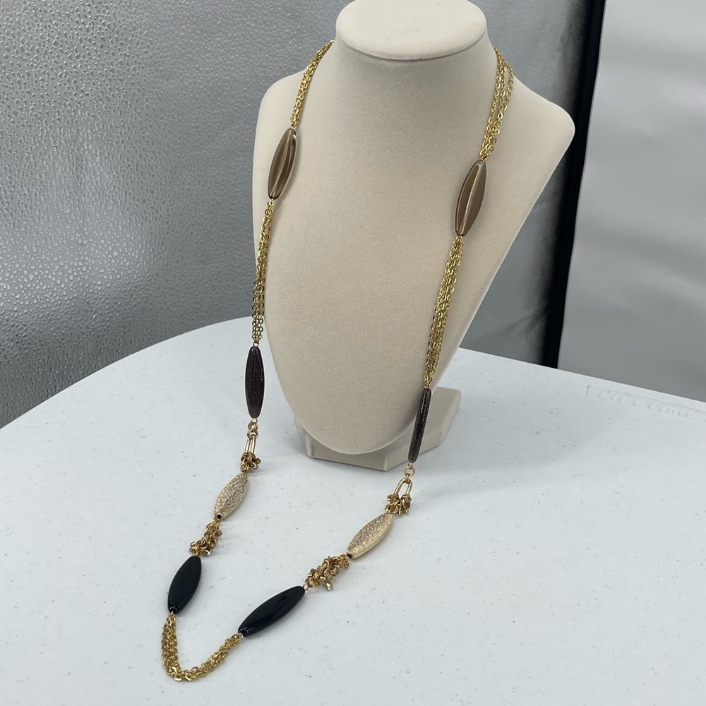 Chico's NWT Telyn gold tone large beaded long necklace
